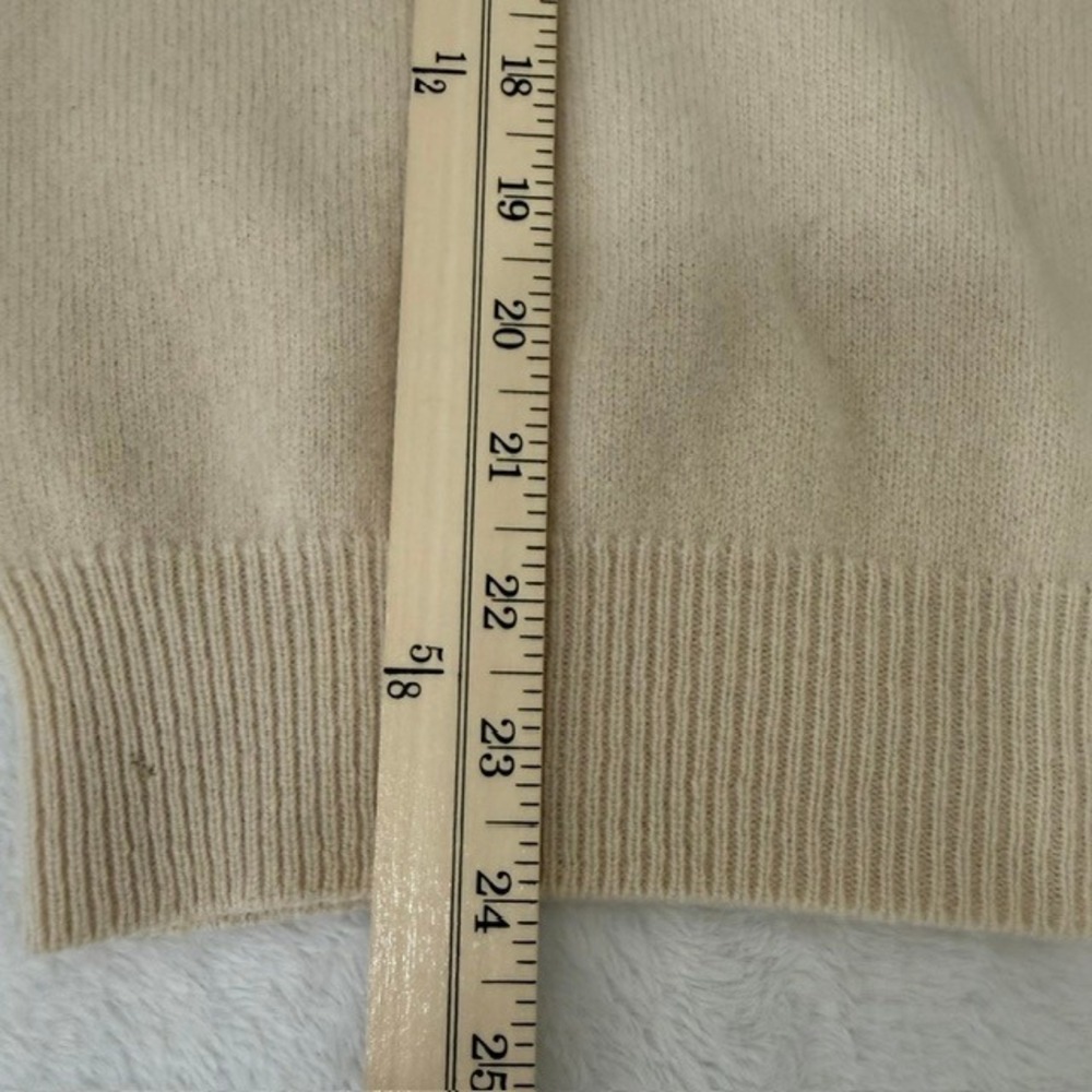 VINTAGE Polo Ralph Lauren 100% Lambswool Polo Sweater Italian Yarn Cream Large - Picture 8 of 11